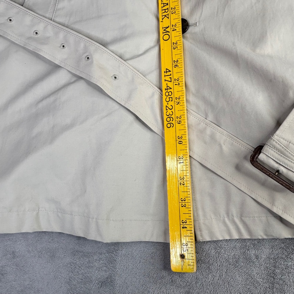 Brooks Brothers Trench Coat Men 46R Beige Regent Fit Belted Cotton Blend Check - Picture 10 of 12